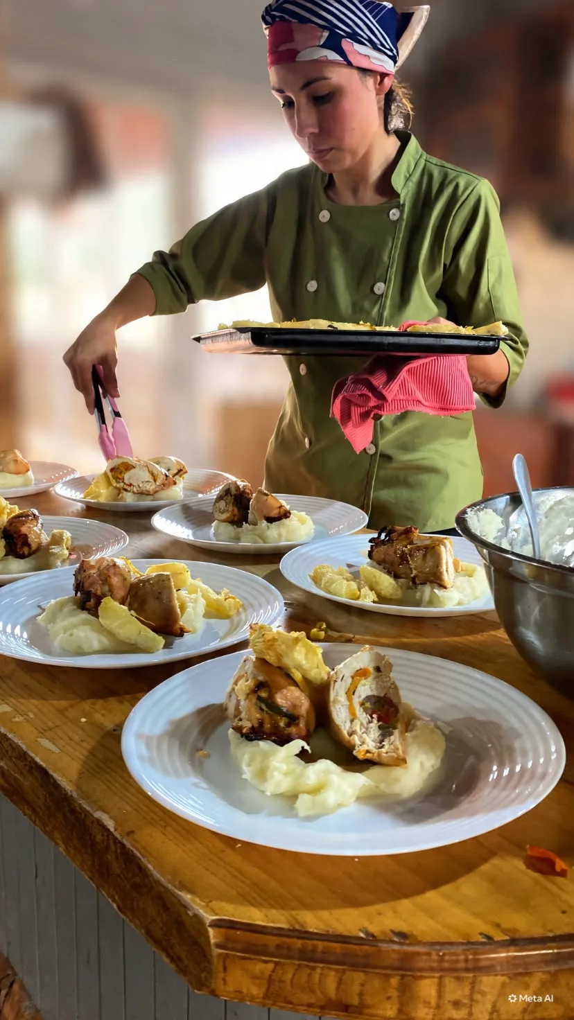 Chef emplatando en Granja Luma